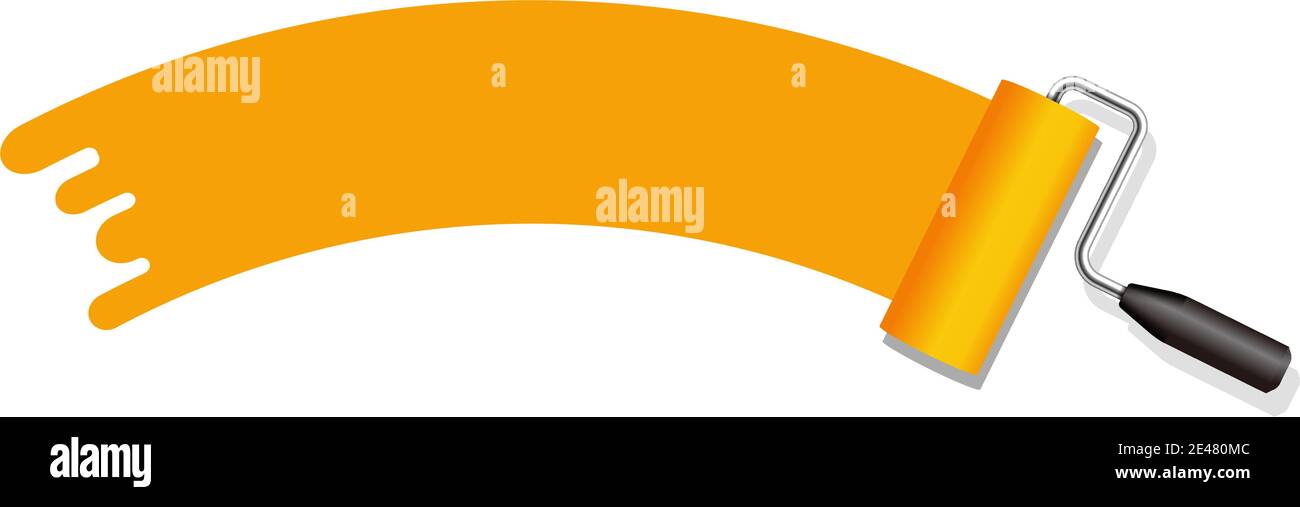 roller painter, paintbrush vector illustration. ( arch shape ) | orange Stock Vector