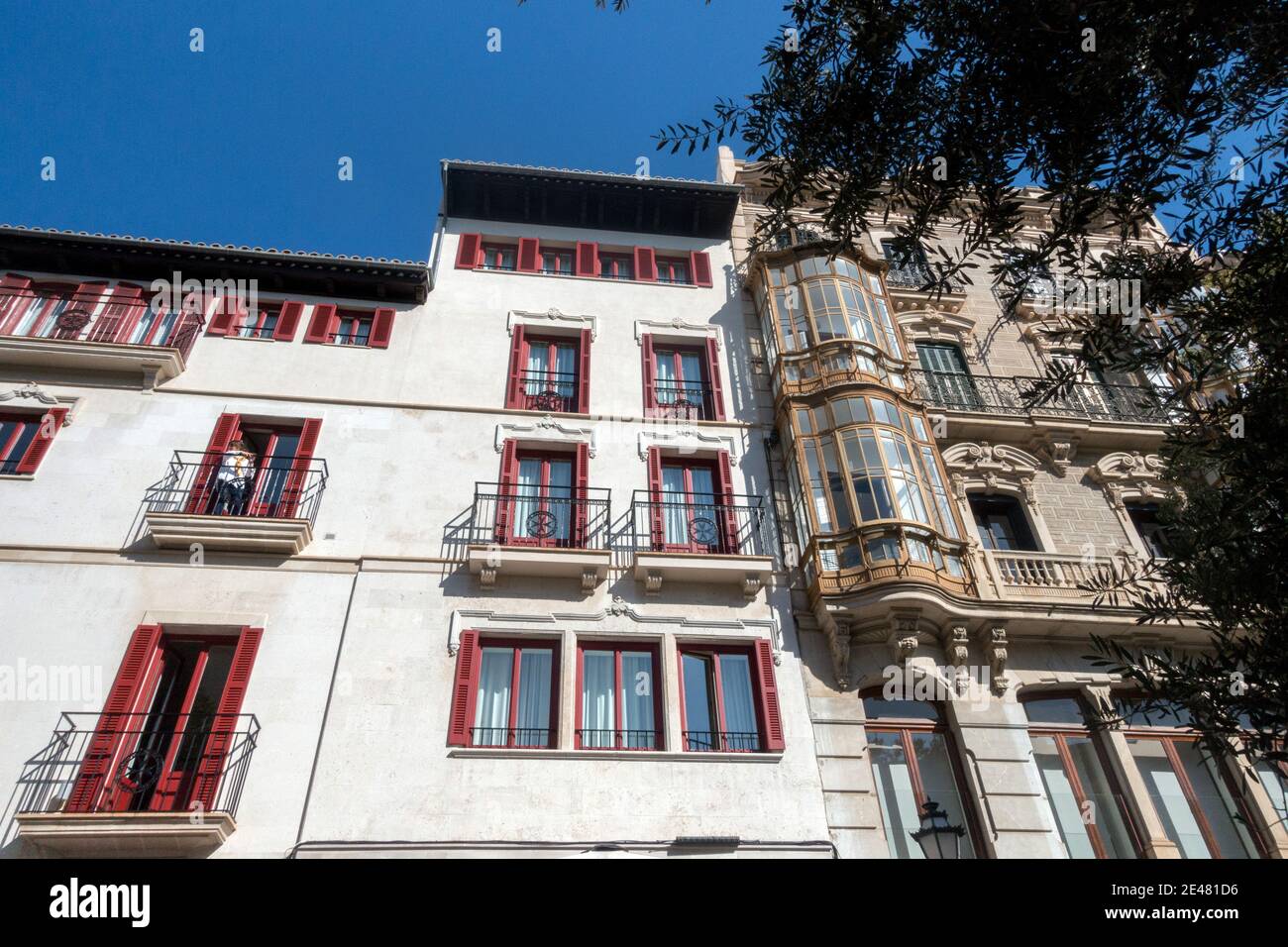 Palma de Mallorca Old Town Windows facade Stock Photo