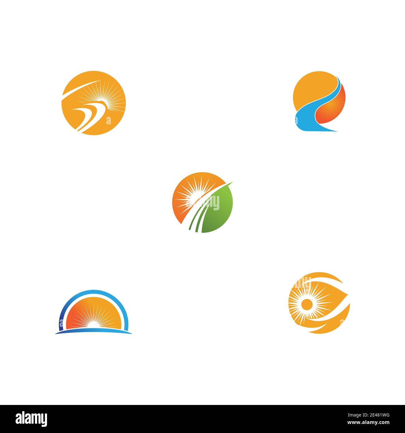 Set Sun Vector illustration Icon Logo Template design Stock Vector ...