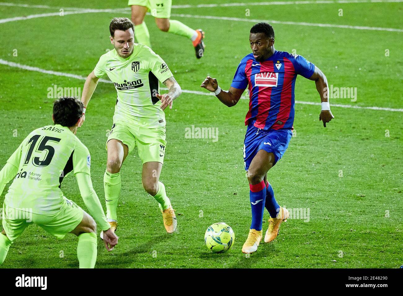 Papakouli Diop of SD Eibar and Saul Niguez of Atletico de Madrid during the Spanish championship La Liga football match betw / LM Stock Photo