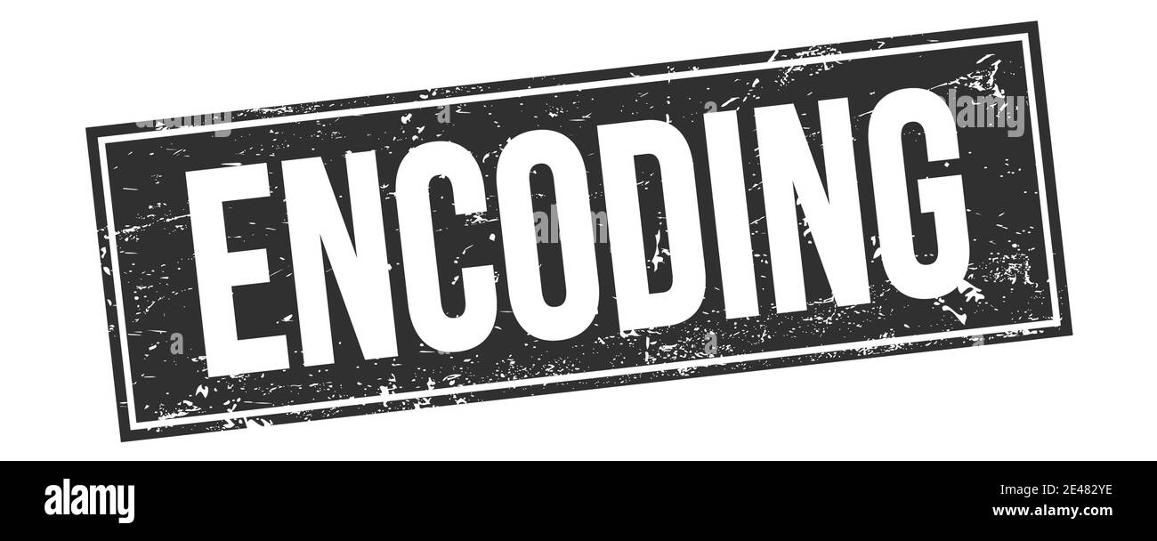 ENCODING text on black grungy rectangle stamp sign Stock Photo - Alamy