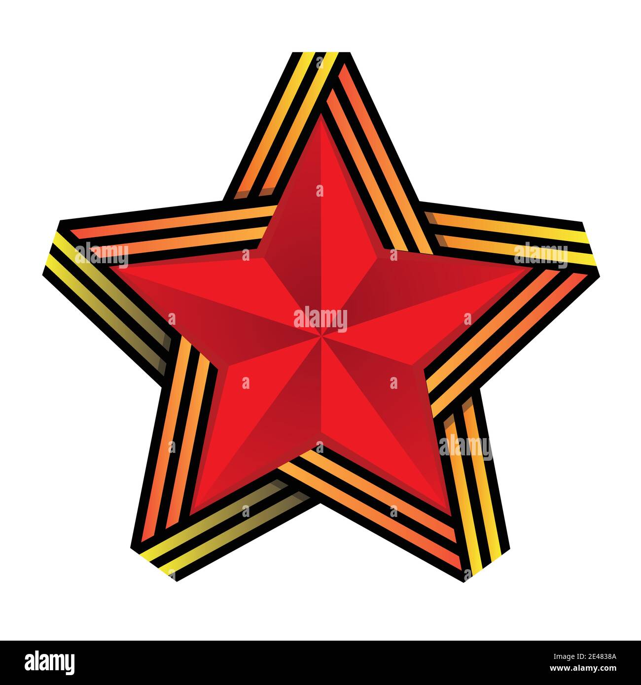 Vector star with St. George ribbon, holiday sign, postcard for the holiday, February 23, May 9, defenders of the fatherland day, victory day Stock Vector