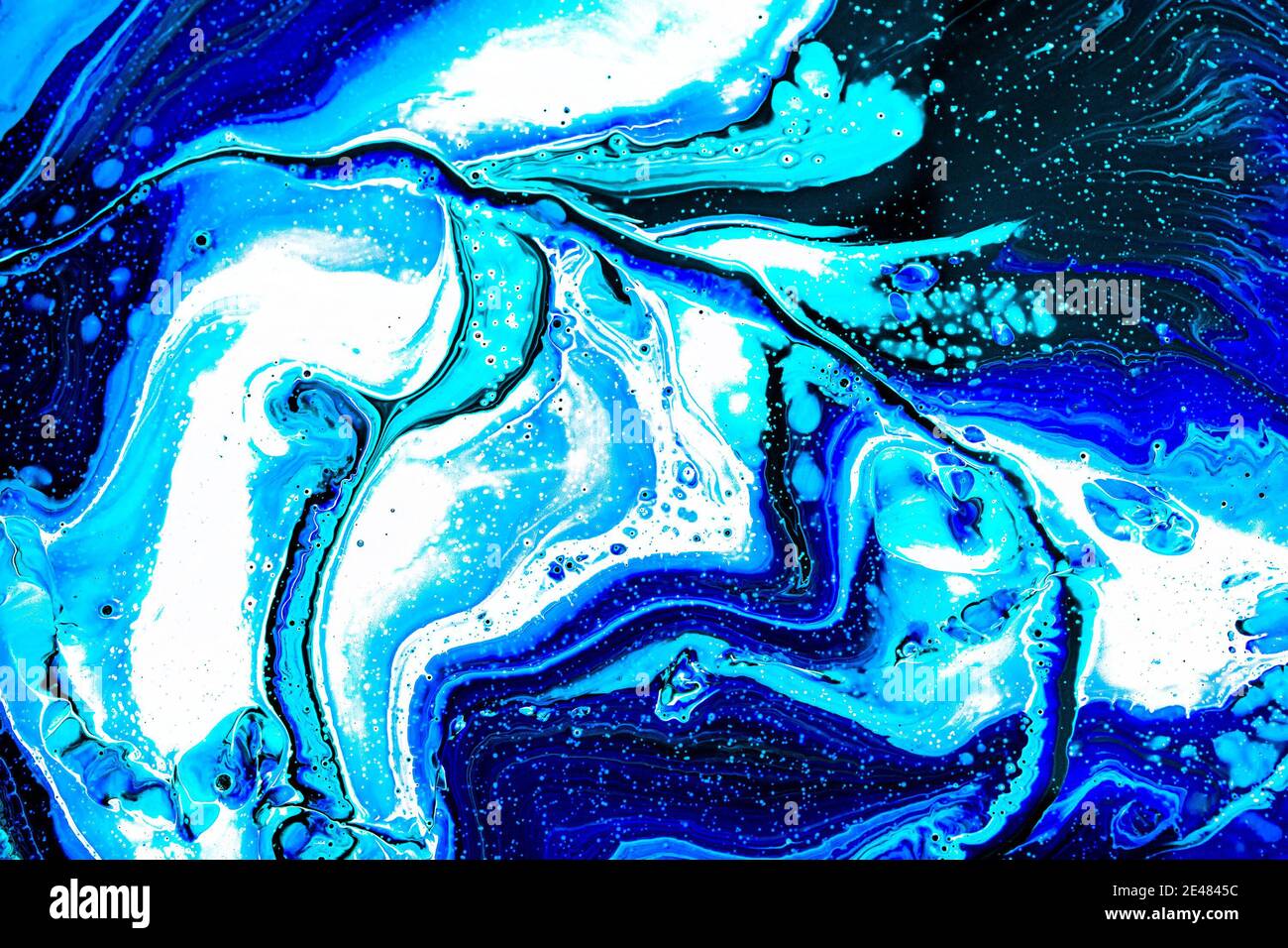 Acrylic paints. Abstract galaxy marble wallpaper. Beautiful mixed blue,  azure and white colors. Can be used as a trendy background for cards,  invitati Stock Photo - Alamy