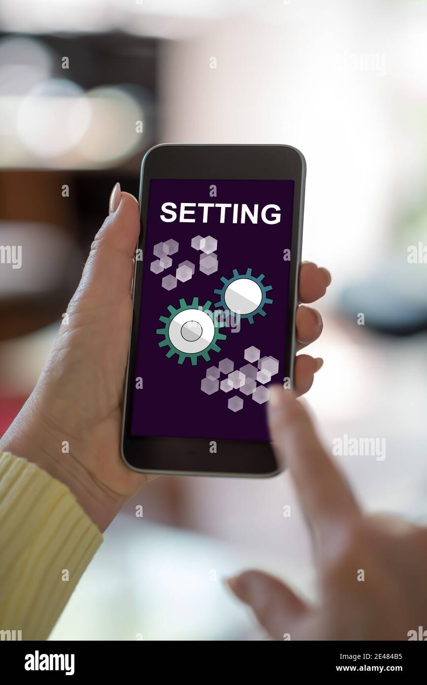 Smartphone screen displaying a setting concept Stock Photo