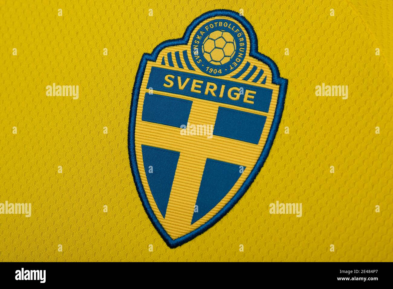 Close Up Of Swedish National Football Team Badge Stock Photo Alamy