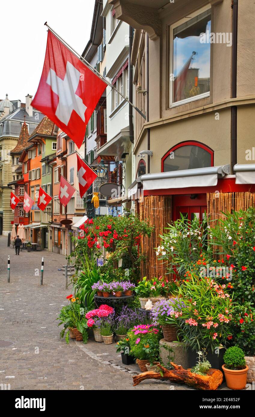 Augustinergasse street in Lindenhof  quarter. Zurich. Switzerland Stock Photo