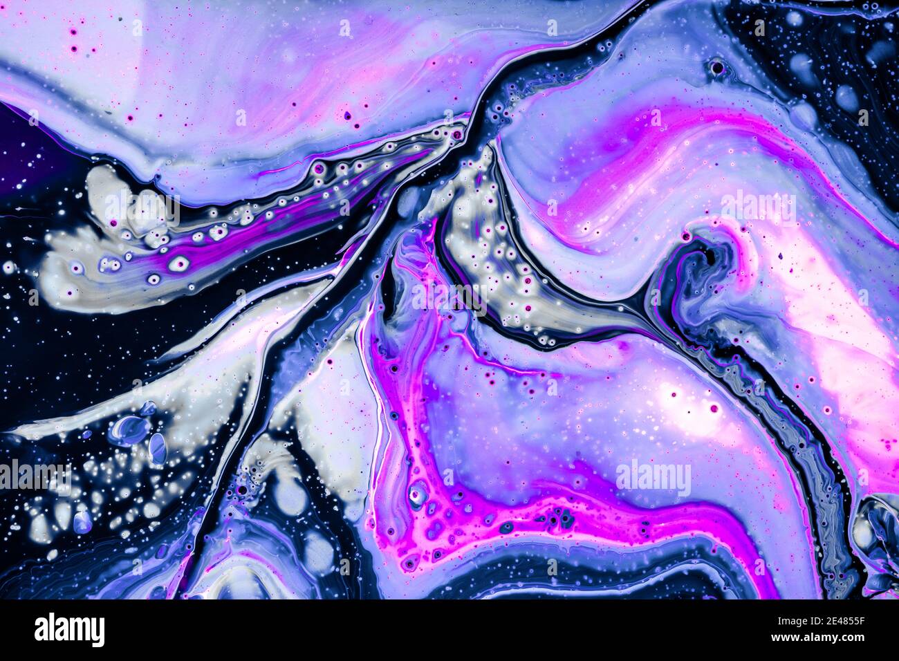 Acrylic paints. Abstract galaxy marble wallpaper. Beautiful mixed blue,  violet and white colors. Can be used as a trendy background for cards,  invitations. Contemporary art. High quality photo Stock Photo - Alamy