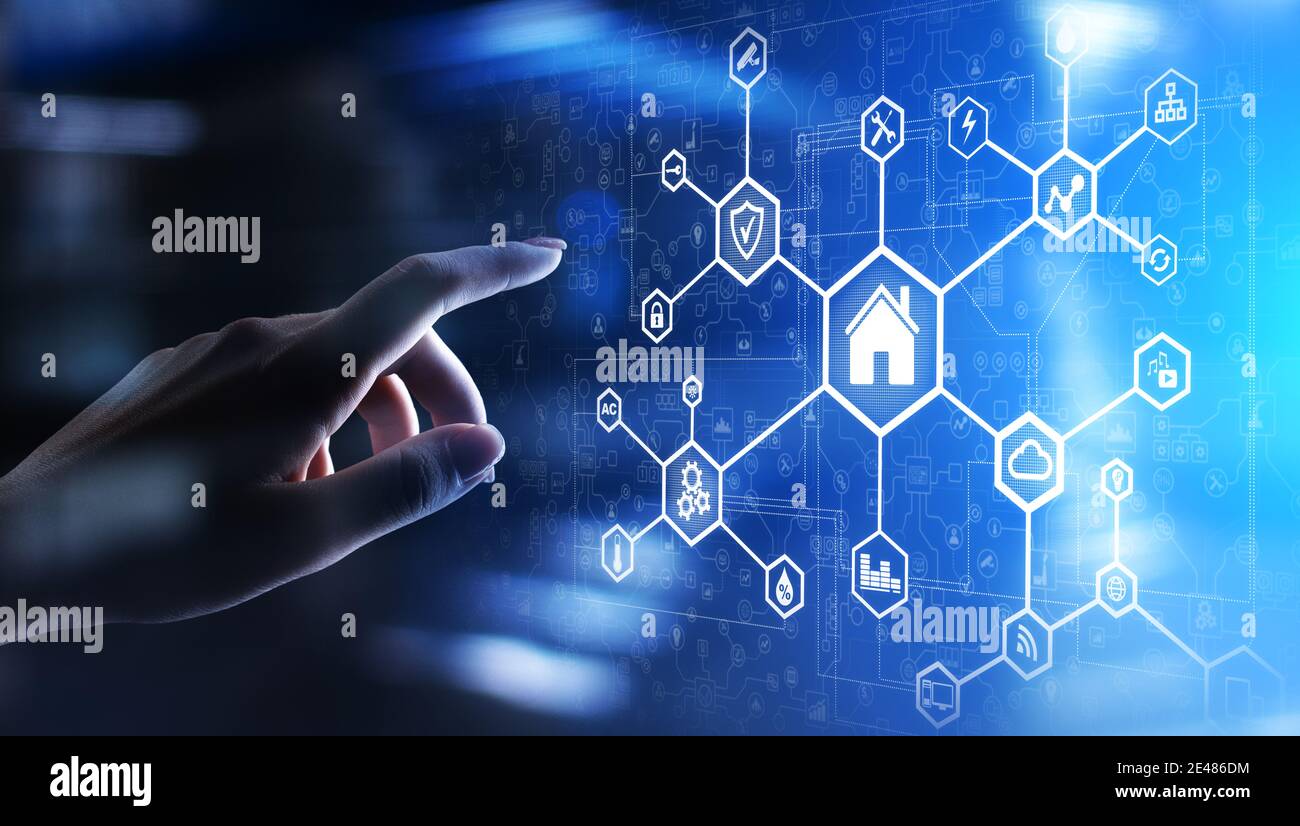 Smart home control panel on virtual screen. IOT and Automation ...