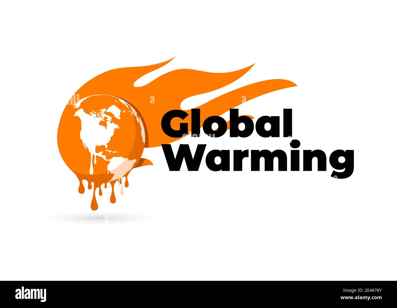 Global warming logo. Global warming, Earth globe melting. Stock Vector
