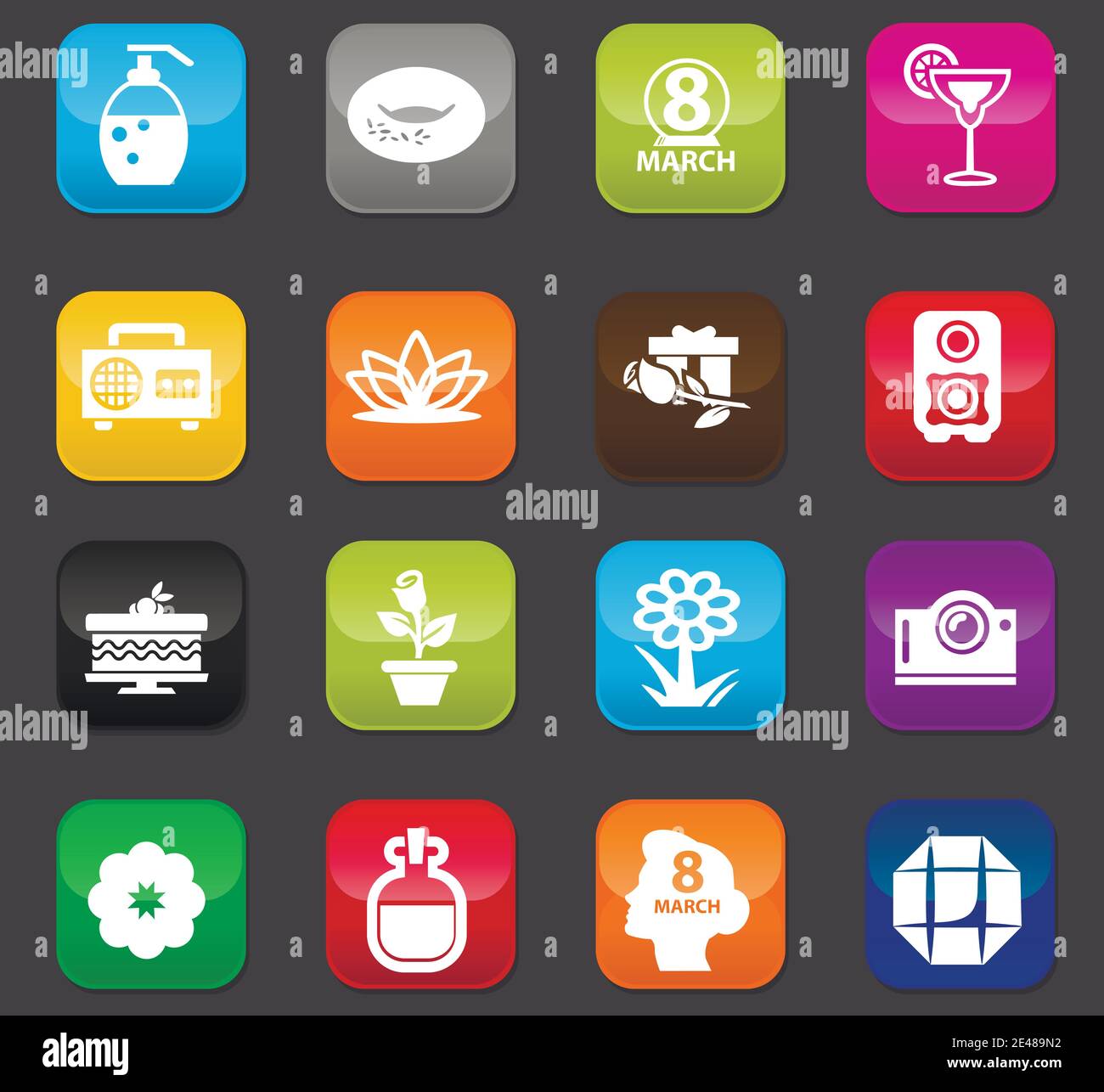 Womens Day icons set Stock Vector