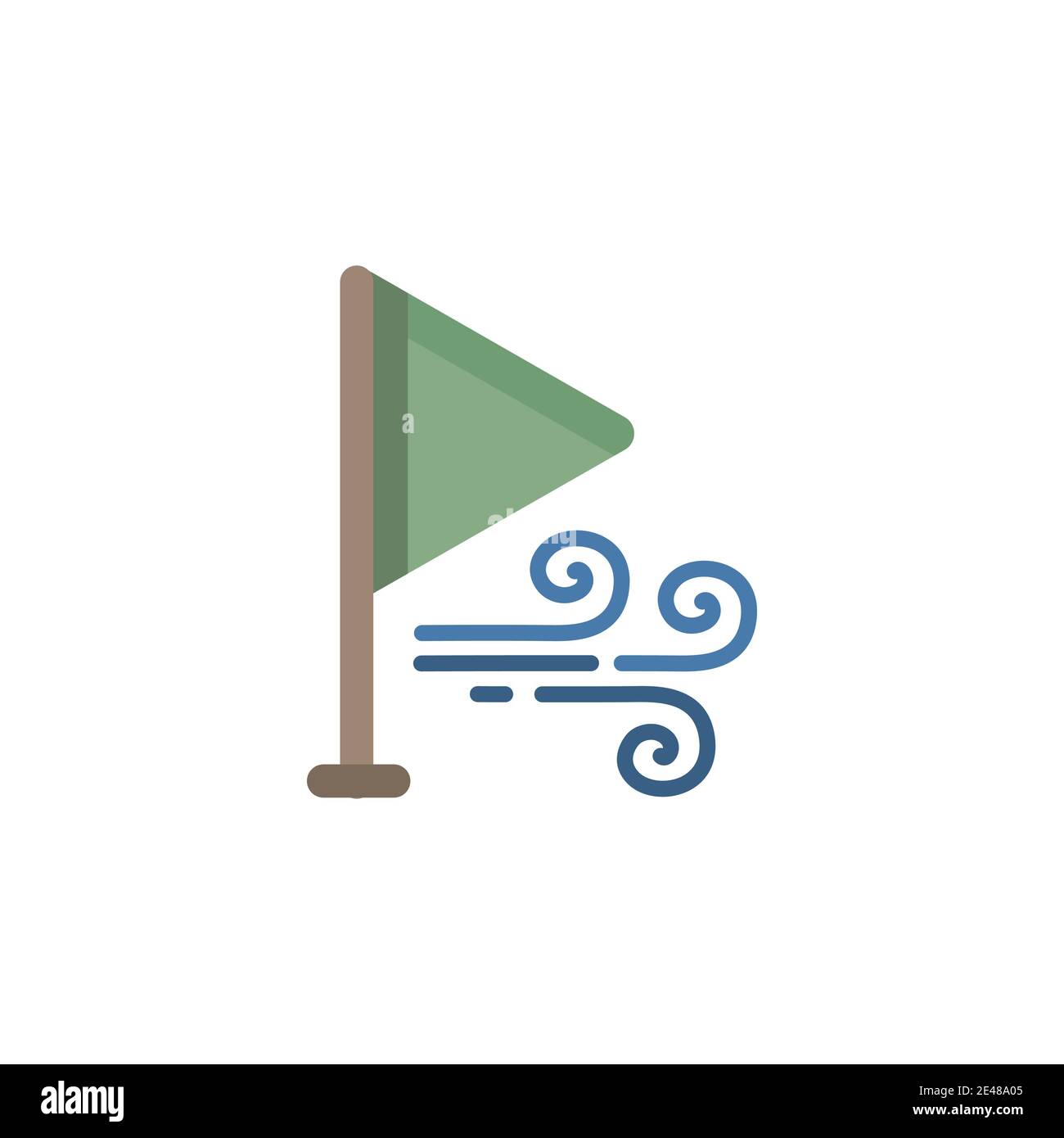 Wind direction and green flag. Flat color icon. Isolated weather vector ...