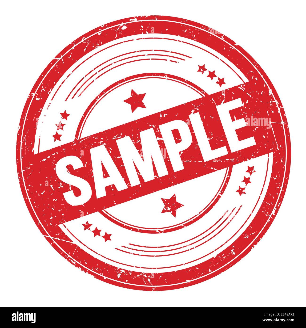 SAMPLE text on red round grungy texture stamp Stock Photo - Alamy