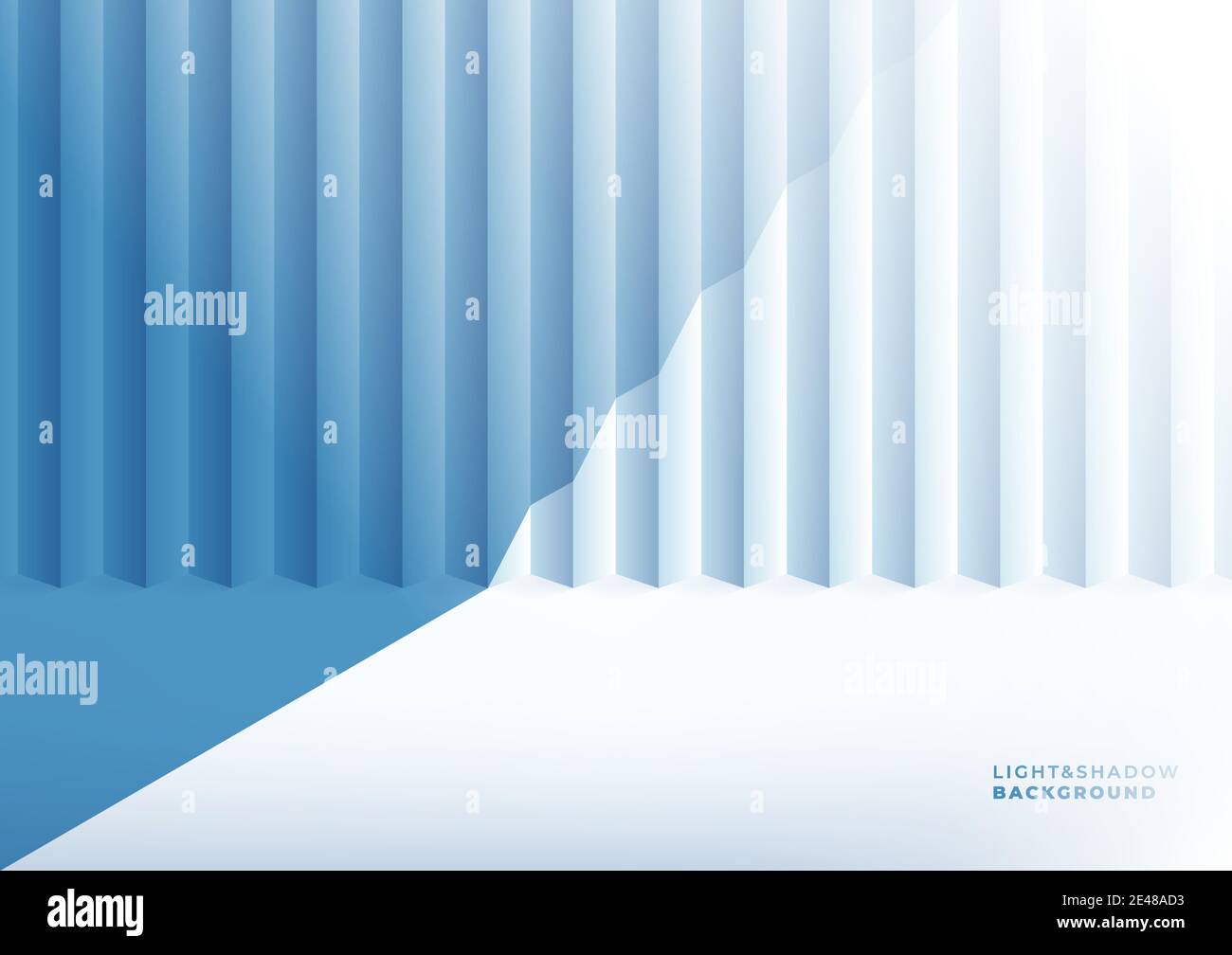Realistic blue studio wall, Empty light&shadow room interior in minimal 3d. Stock Vector