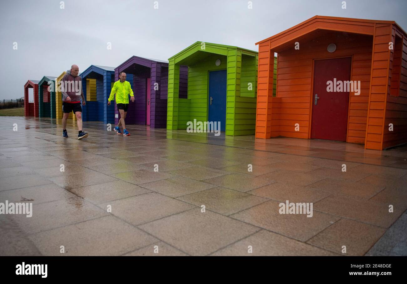 Friday 12th June 2020 Hartlepool, UK A dog walker is pictured