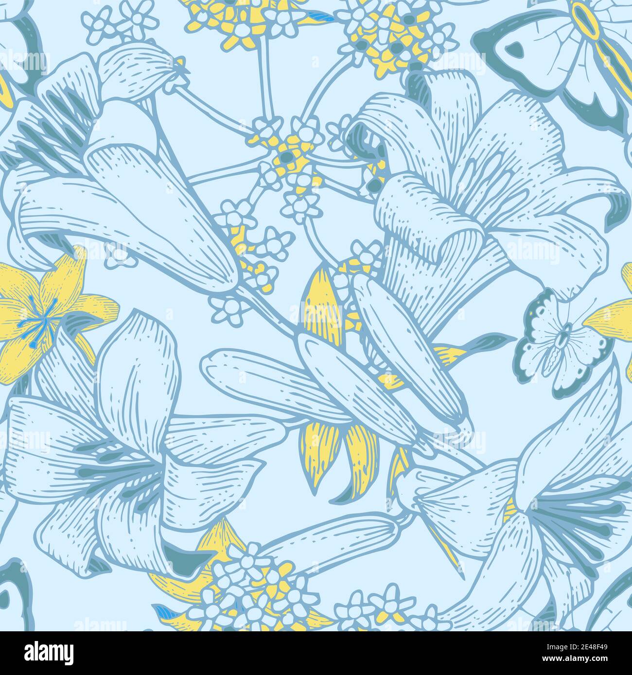 Lily flowers. Seamless pattern for wallpaper and fabric. Background ...