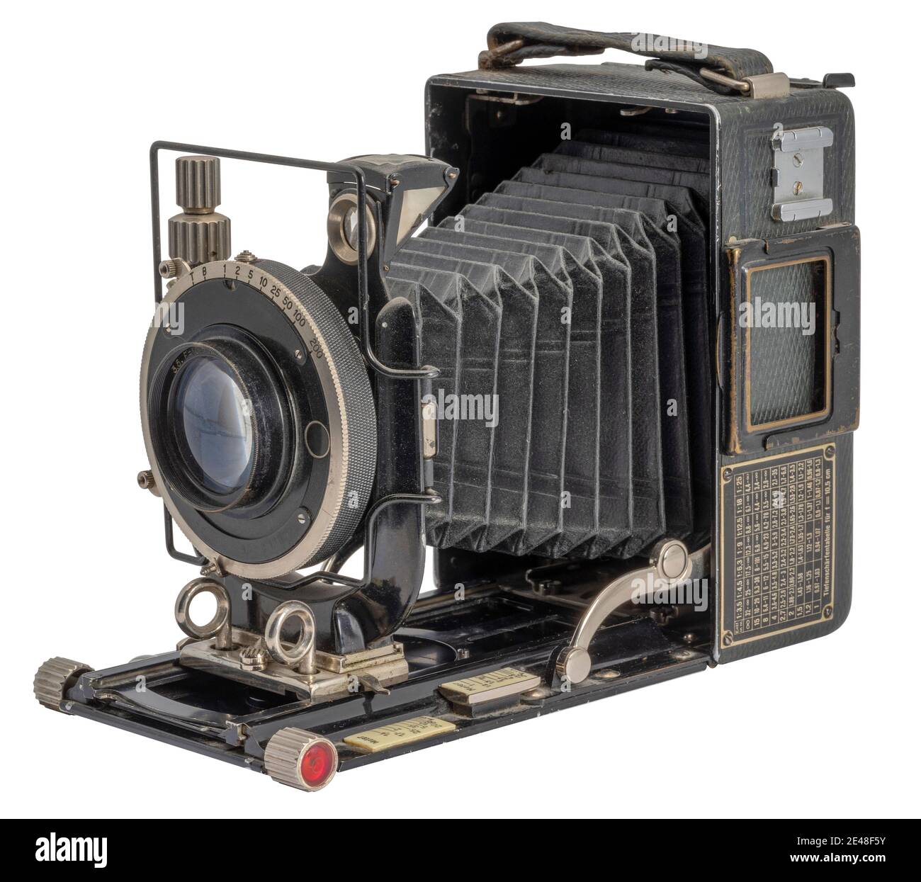 historic folding camera isolated in white back Stock Photo Alamy