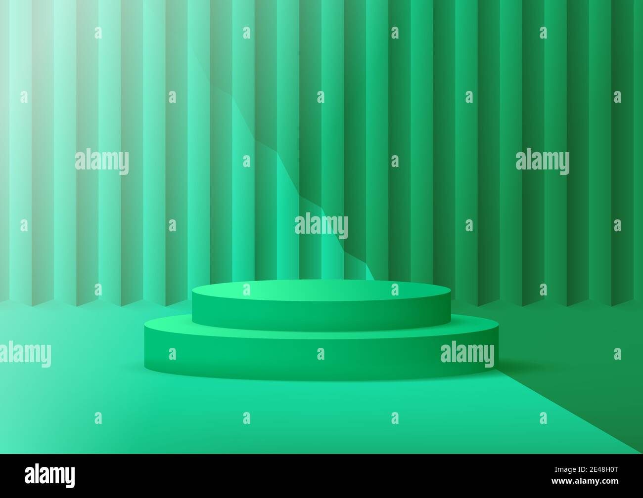 Empty podium studio green background for product display with copy ...