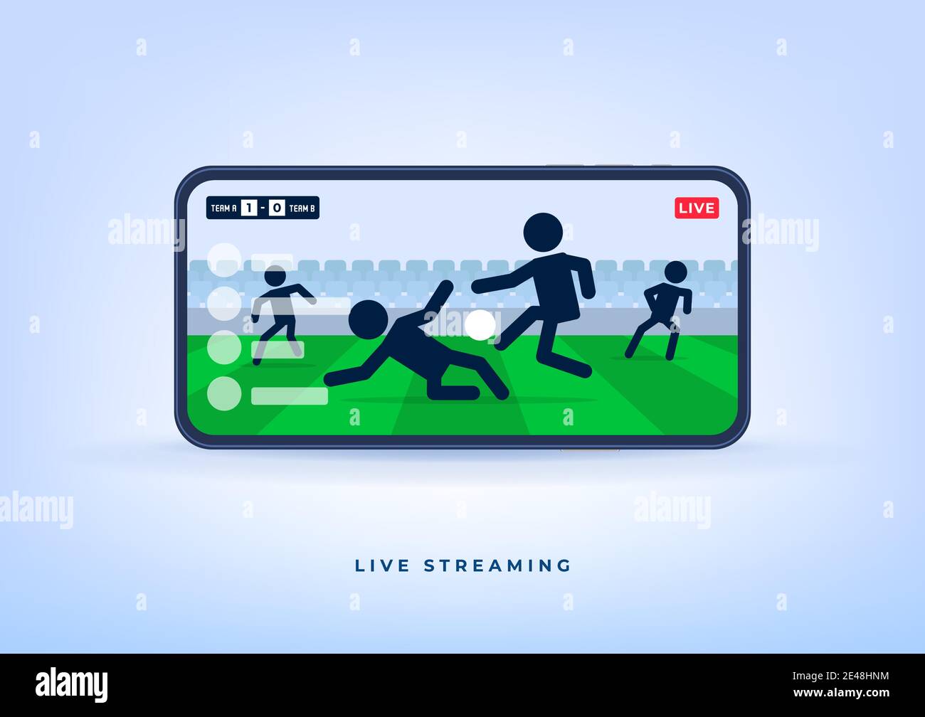 Soccer or football league live streaming on mobile phone. Watch any live football match online. Stock Vector