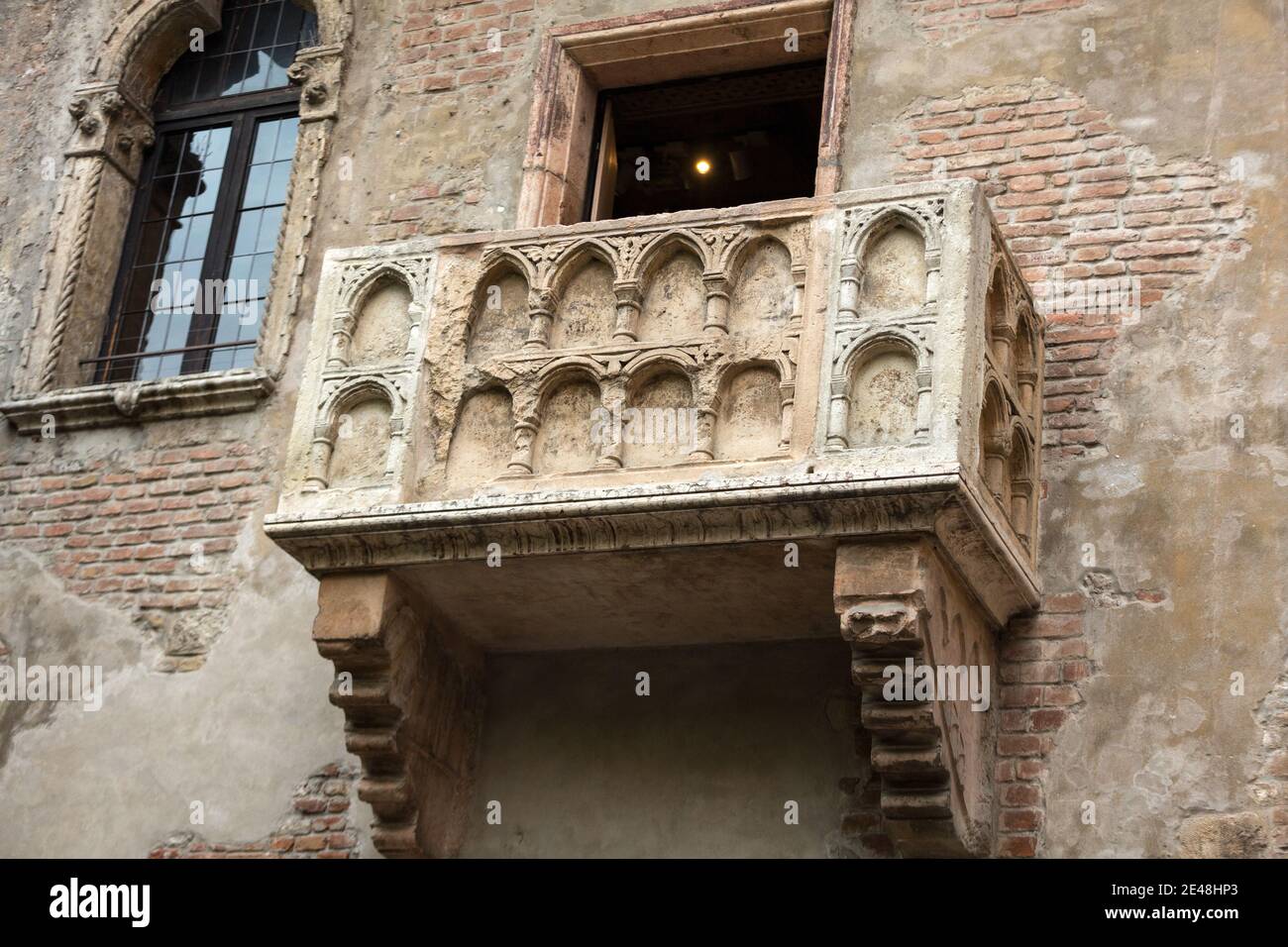 Juliet balcony in Verona. Romeo and Juliet is a tragedy written by ...