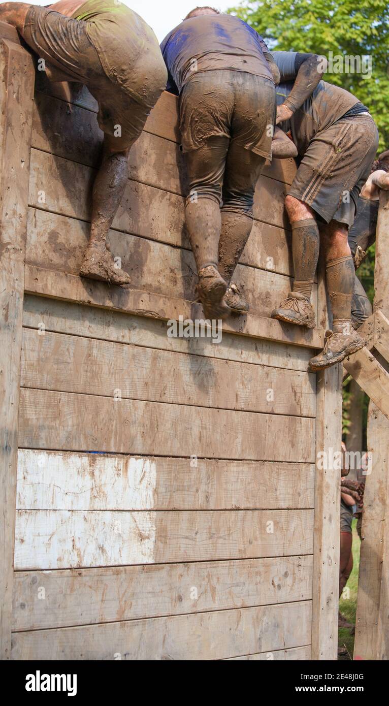 Muddy legs slipping and sliding all over the place as they attempt to