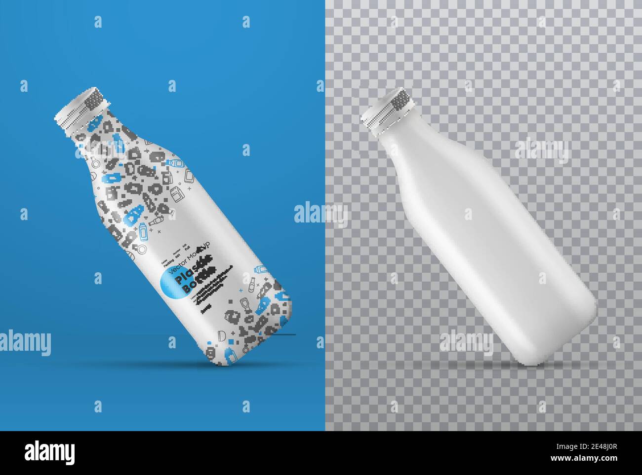 Vector realistic mockup of a white plastic bottle at an angle with a ...