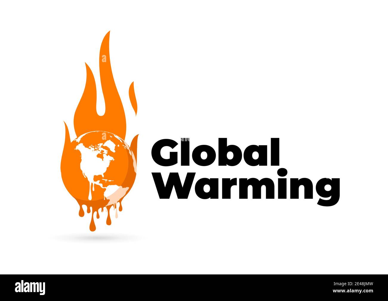 Global warming logo. Global warming, Earth globe melting. Stock Vector