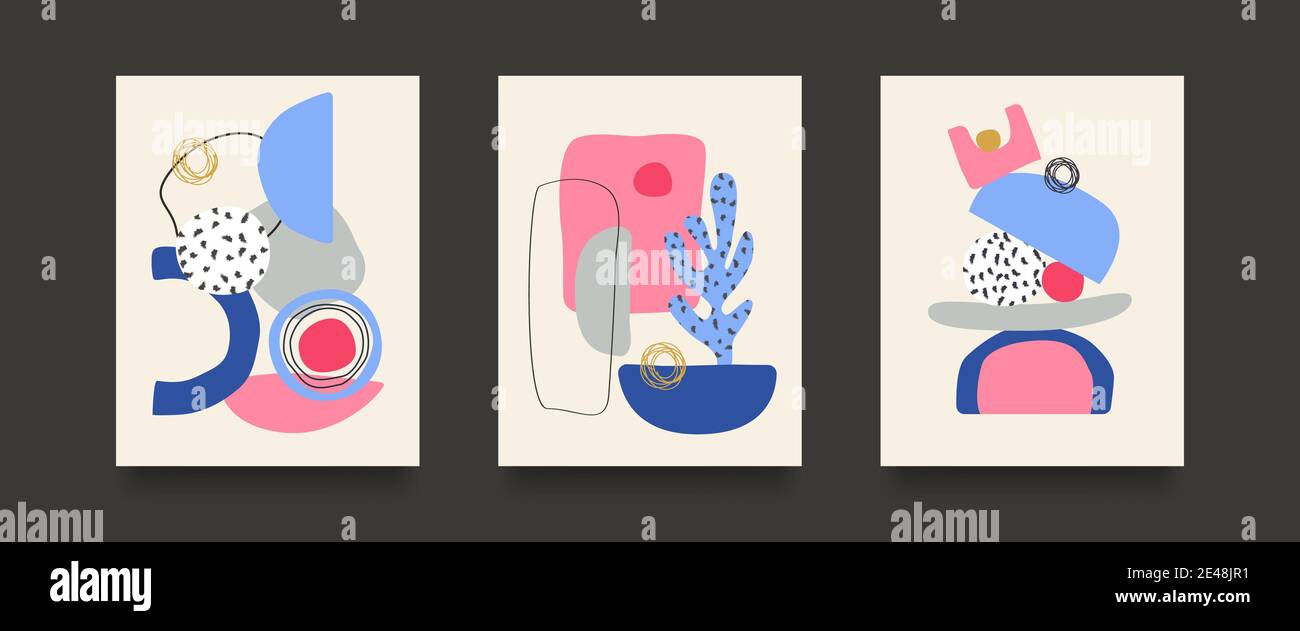 Abstract Background Set. Hand drawn various doodle objects and shapes ...