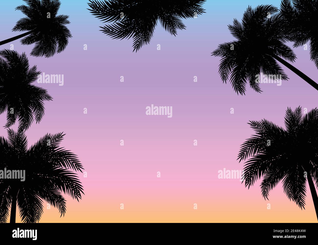 Tropical summer sunset background. Stock Vector