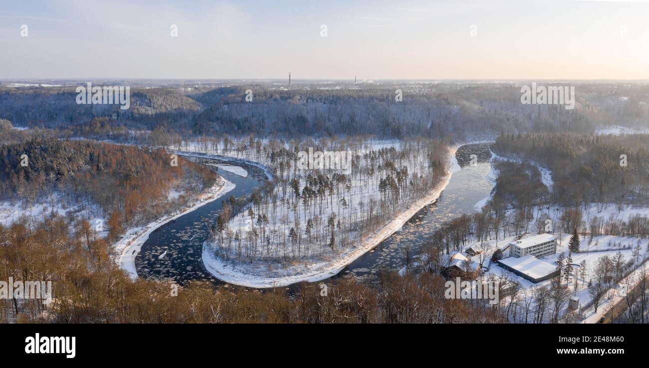 Aerial view gauja river frozen hi-res stock photography and images - Alamy
