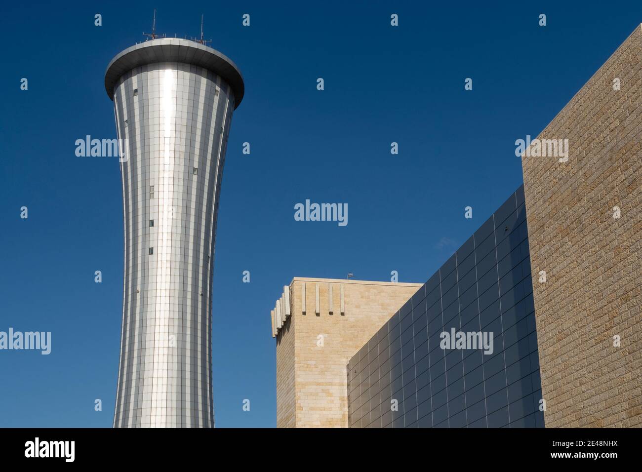 Air traffic control tower in Ben Gurion Airport widely known as Lod Airport in Israel Stock Photo