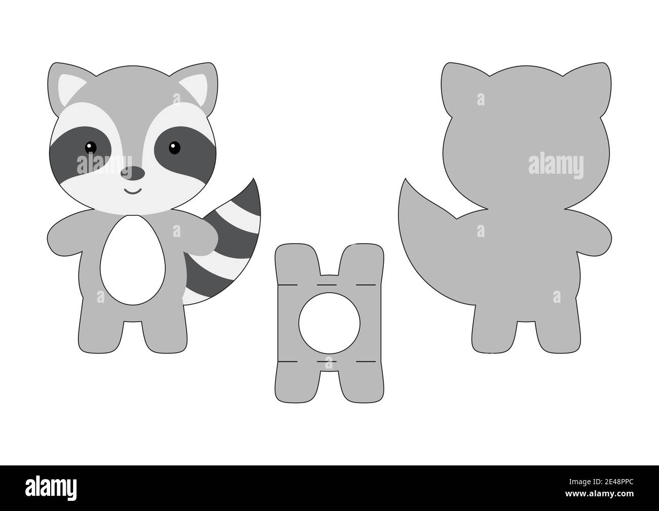 Cute die cut raccoon chocolate egg holder template. Retail paper box ...