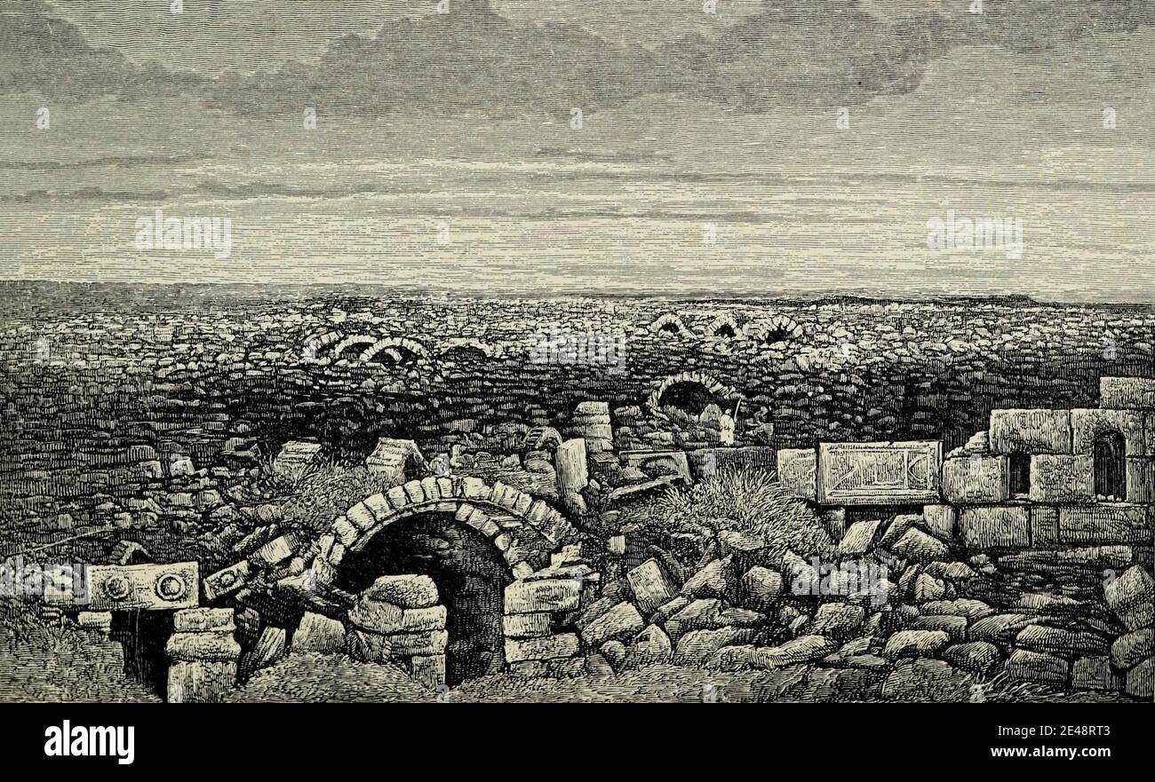 Sketch of Um Rasas [Umm ar-Rasas] Jordan From the book ' Land of Moab ...