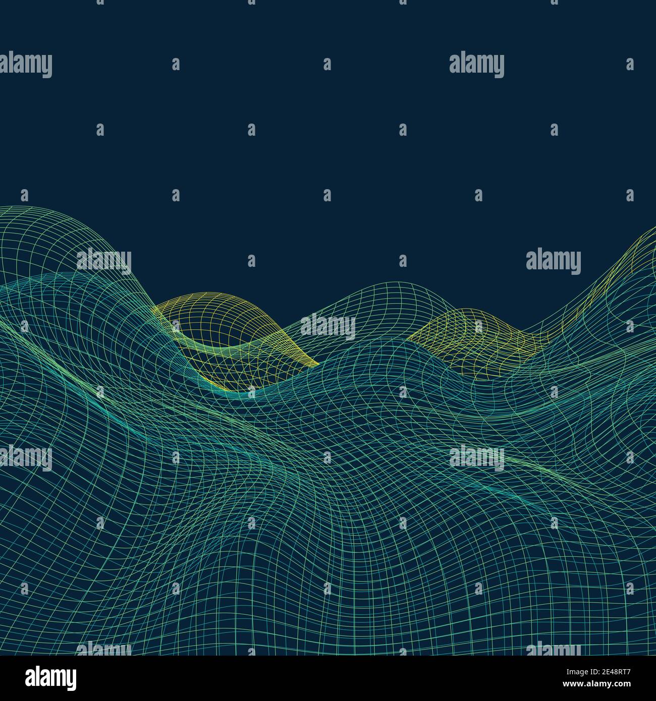 3D Abstract Virtual Landscape, Cyberspace Grid, Network - Technology ...