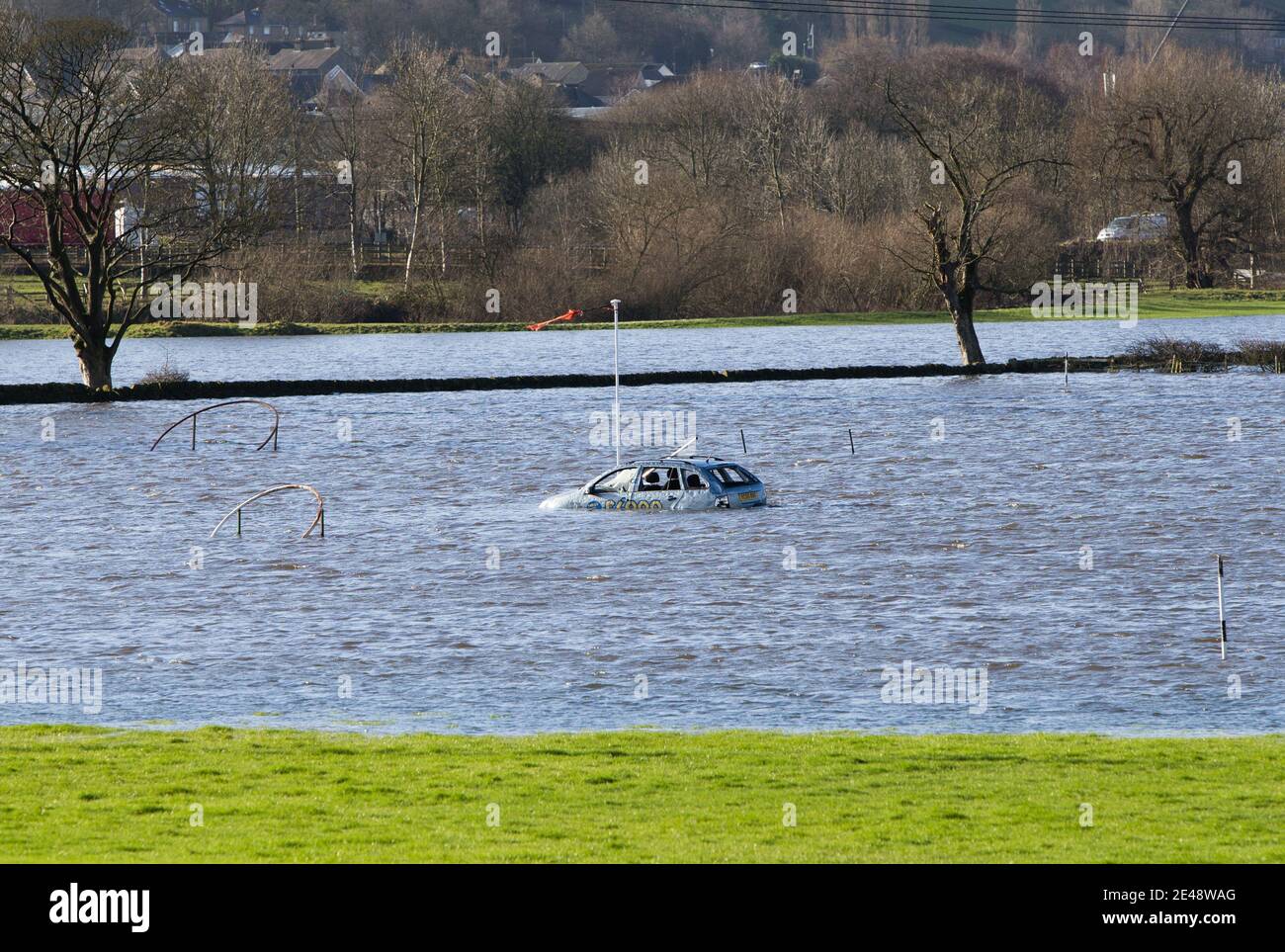Keighley, UK Weather, 22nd Jan 2021. Flooding at Silsden near Keighley