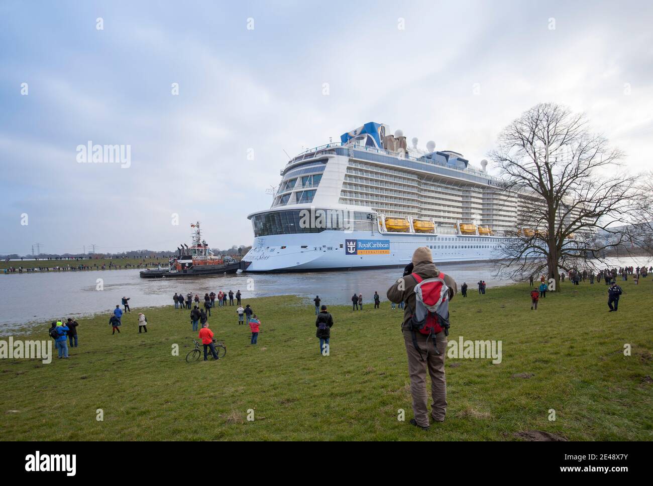 Undocking Ovations of the Seas, Meyer Werft, Papenburg Stock Photo