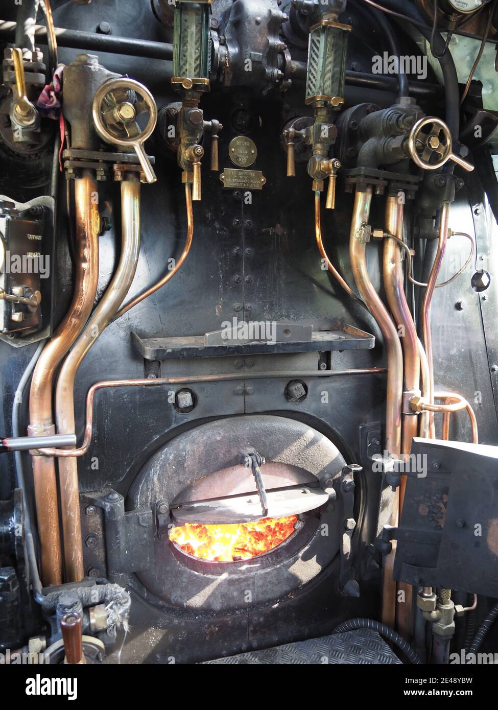 the footplate or cab of world famous steam locomotive Flying Scotsman Stock Photo