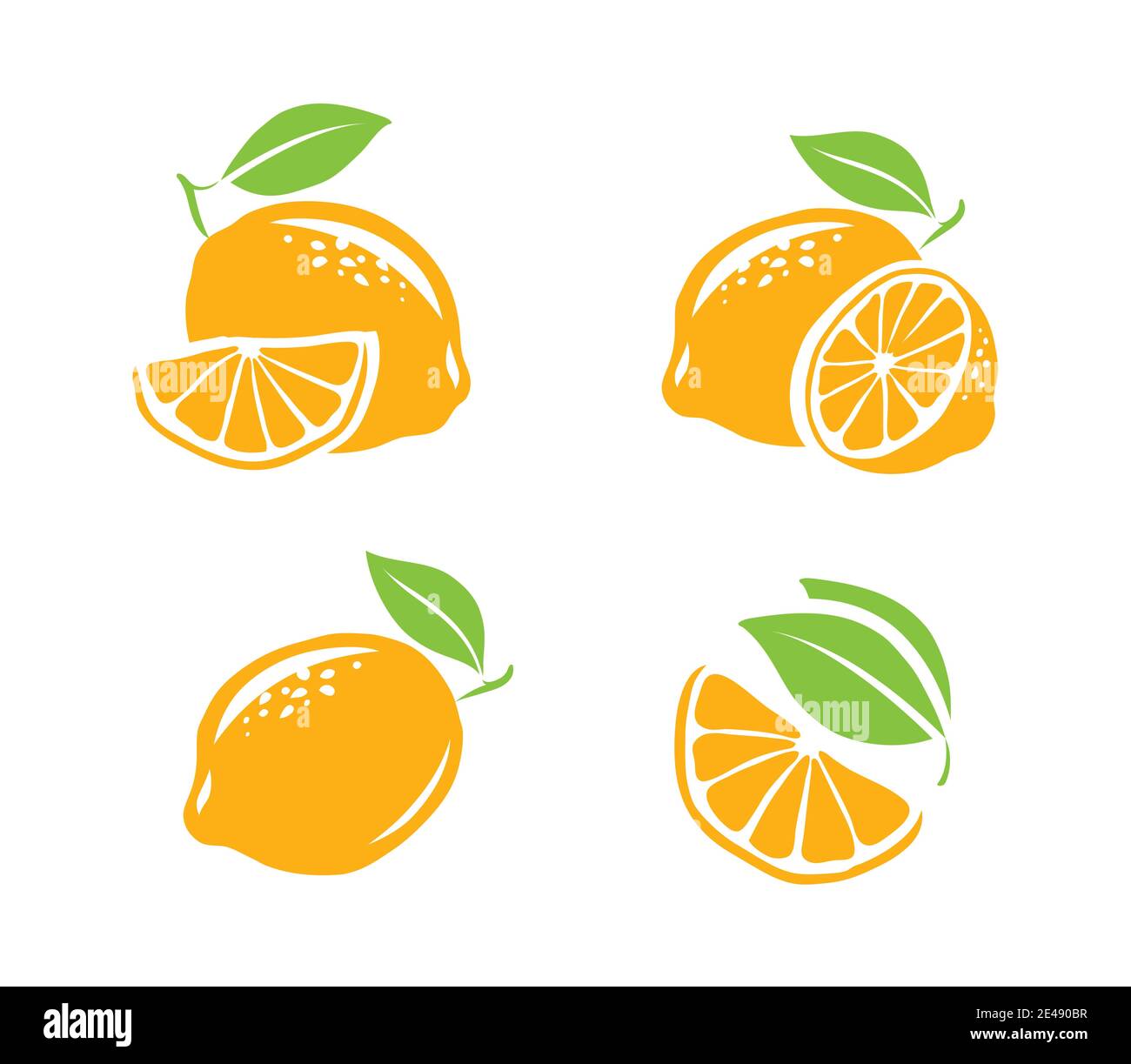 Lemon symbol set. Fresh fruits vector illustration Stock Vector