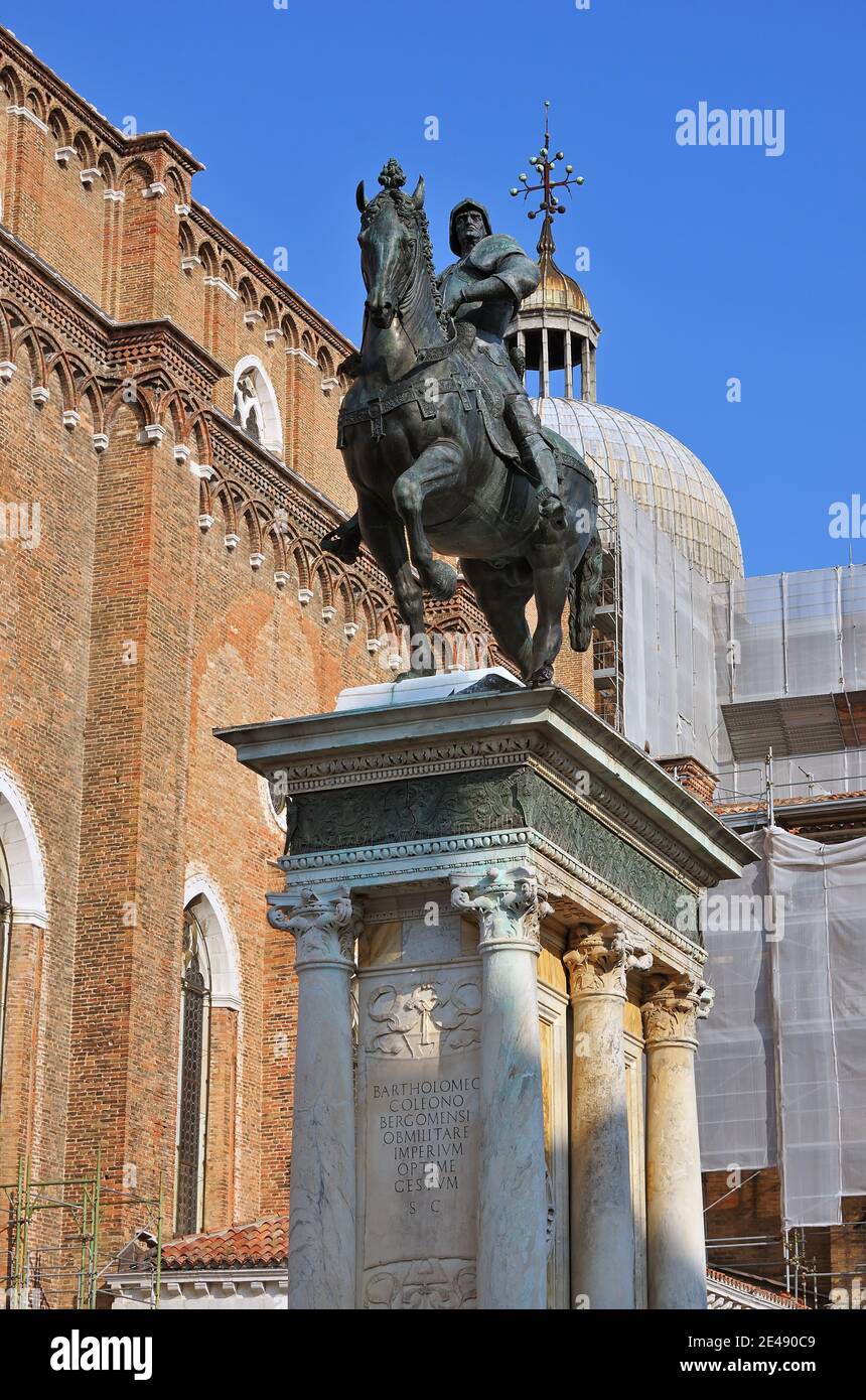 The equestrian statue (1488) of Bartolomeo Colleoni by Verrocchio in