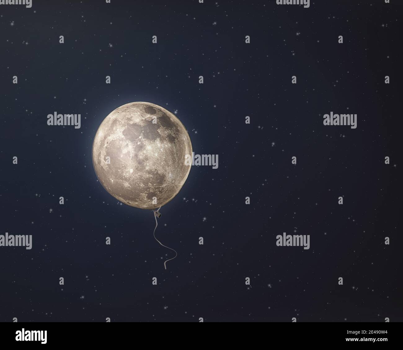 Balloon shaped Moon on dark starry night Stock Photo Alamy