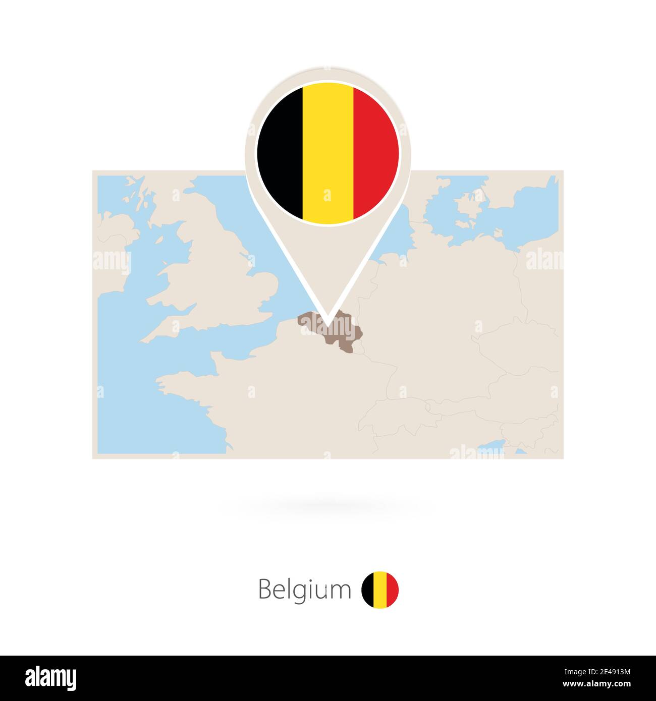 Rectangular map of Belgium with pin icon of Belgium Stock Vector Image ...