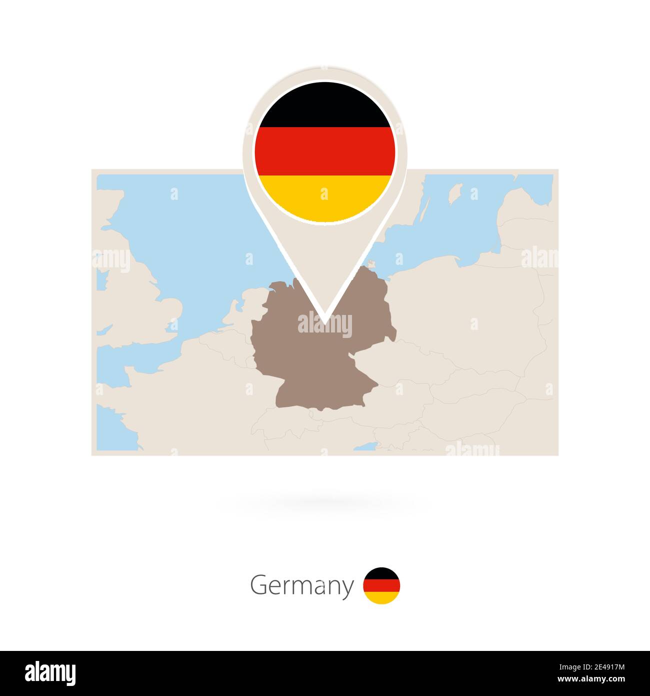 Rectangular map of Germany with pin icon of Germany Stock Vector Image ...