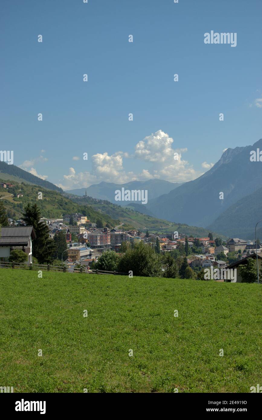 Alpine panorama in the Engadine region in Switzerland 12.8.2020 Stock Photo