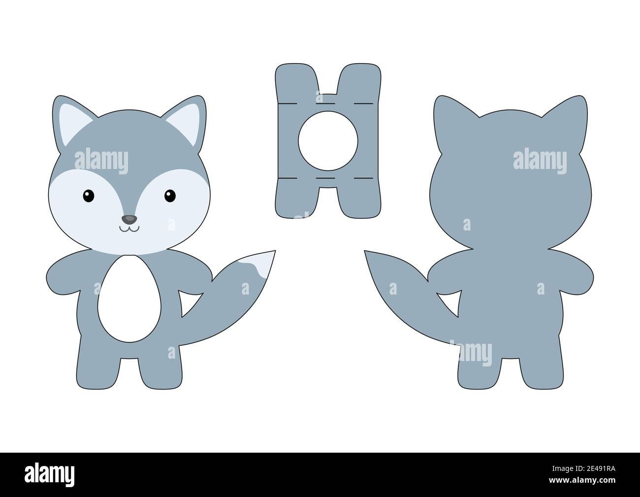 Cute die cut wolf chocolate egg holder template. Retail paper box for ...