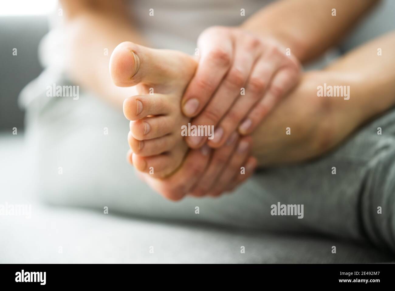 Barefoot Toe And Foot Skin Care And Treatment Stock Photo Alamy