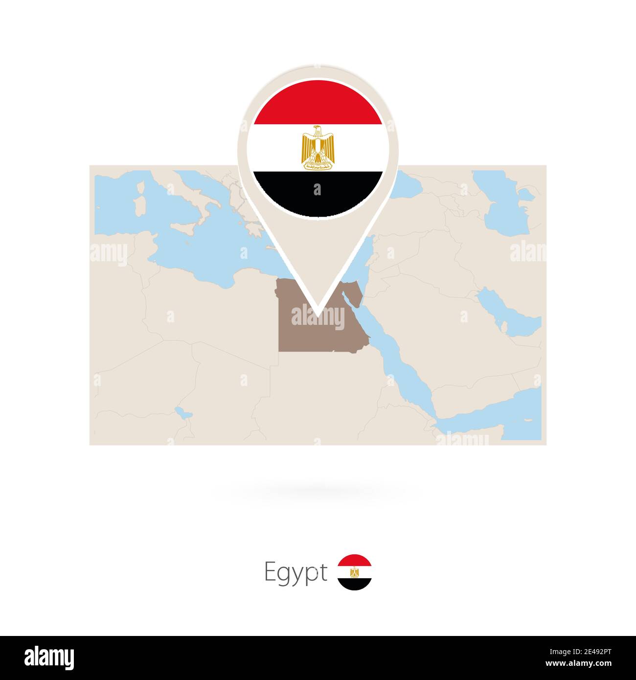 Rectangular map of Egypt with pin icon of Egypt Stock Vector