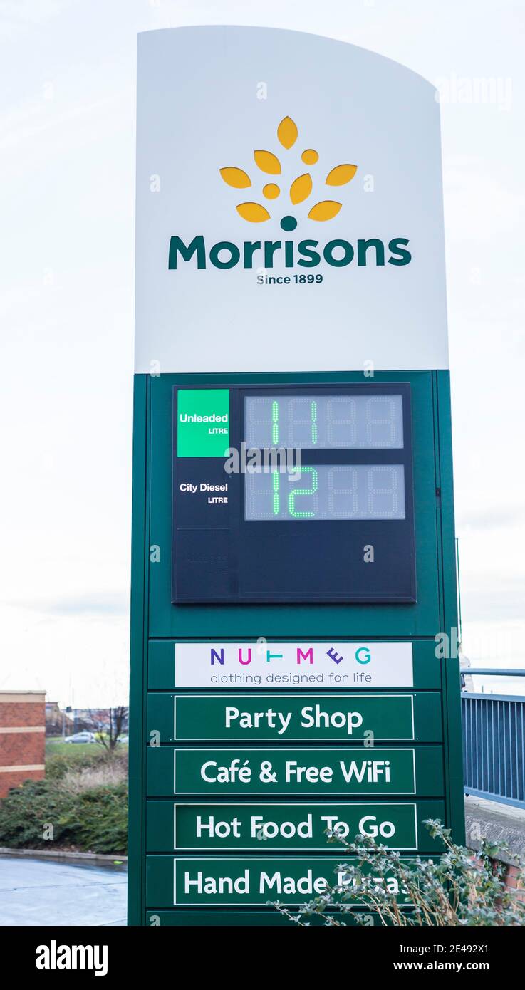 Fuel prices sign at Morrisons supermarket,Hartlepool,England,UK Stock Photo Alamy