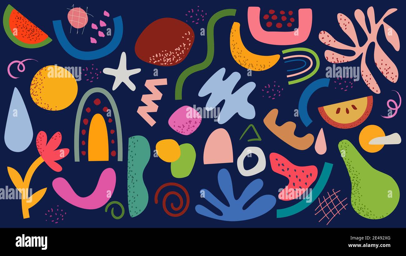 Set of abstract Patterns. Hand drawn shapes and doodle objects ...