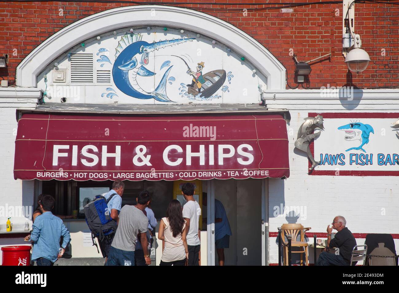 UK, England, Sussex, Brighton, Fish and Chips shop on seafront Stock