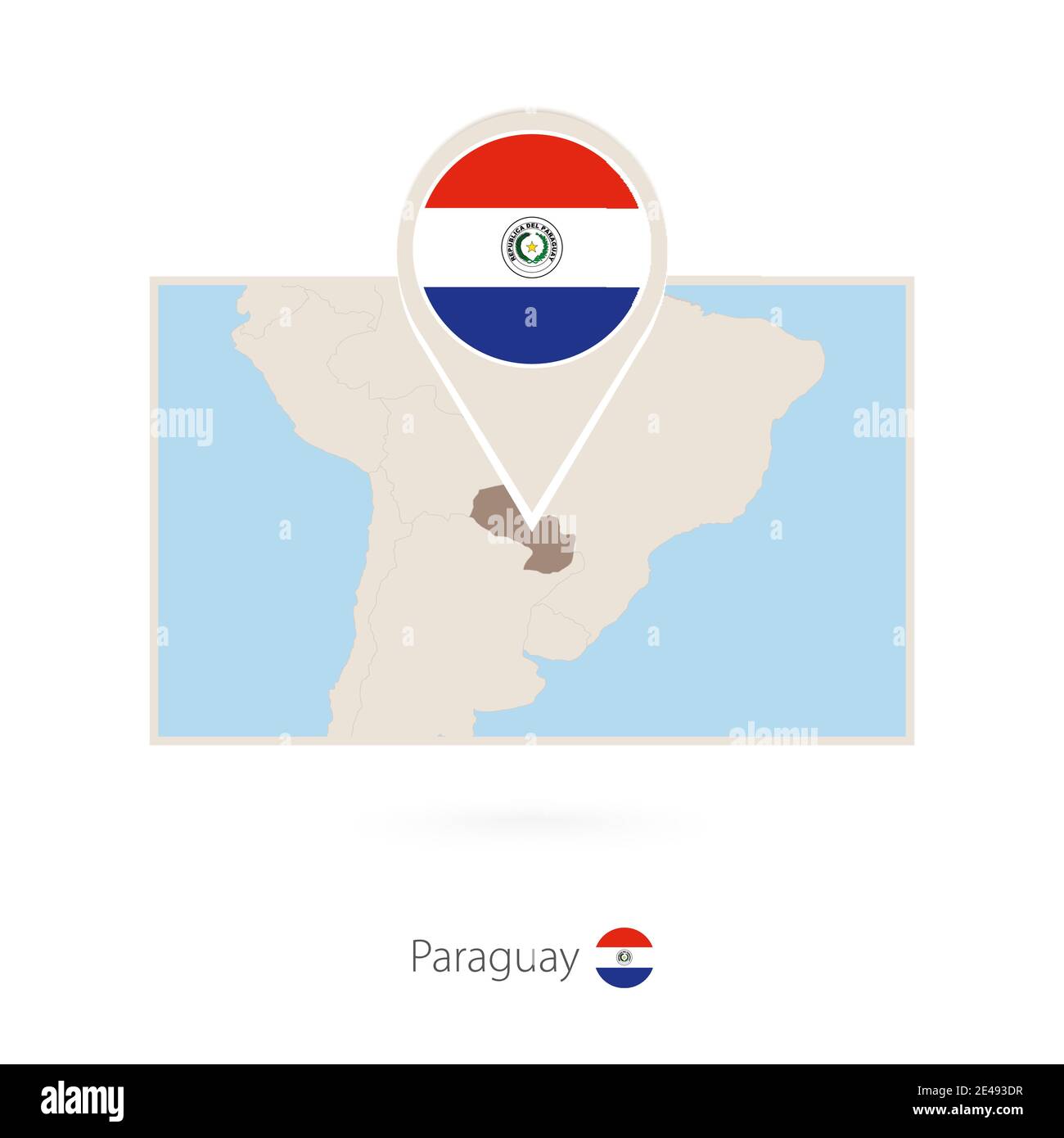 Rectangular map of Paraguay with pin icon of Paraguay Stock Vector ...