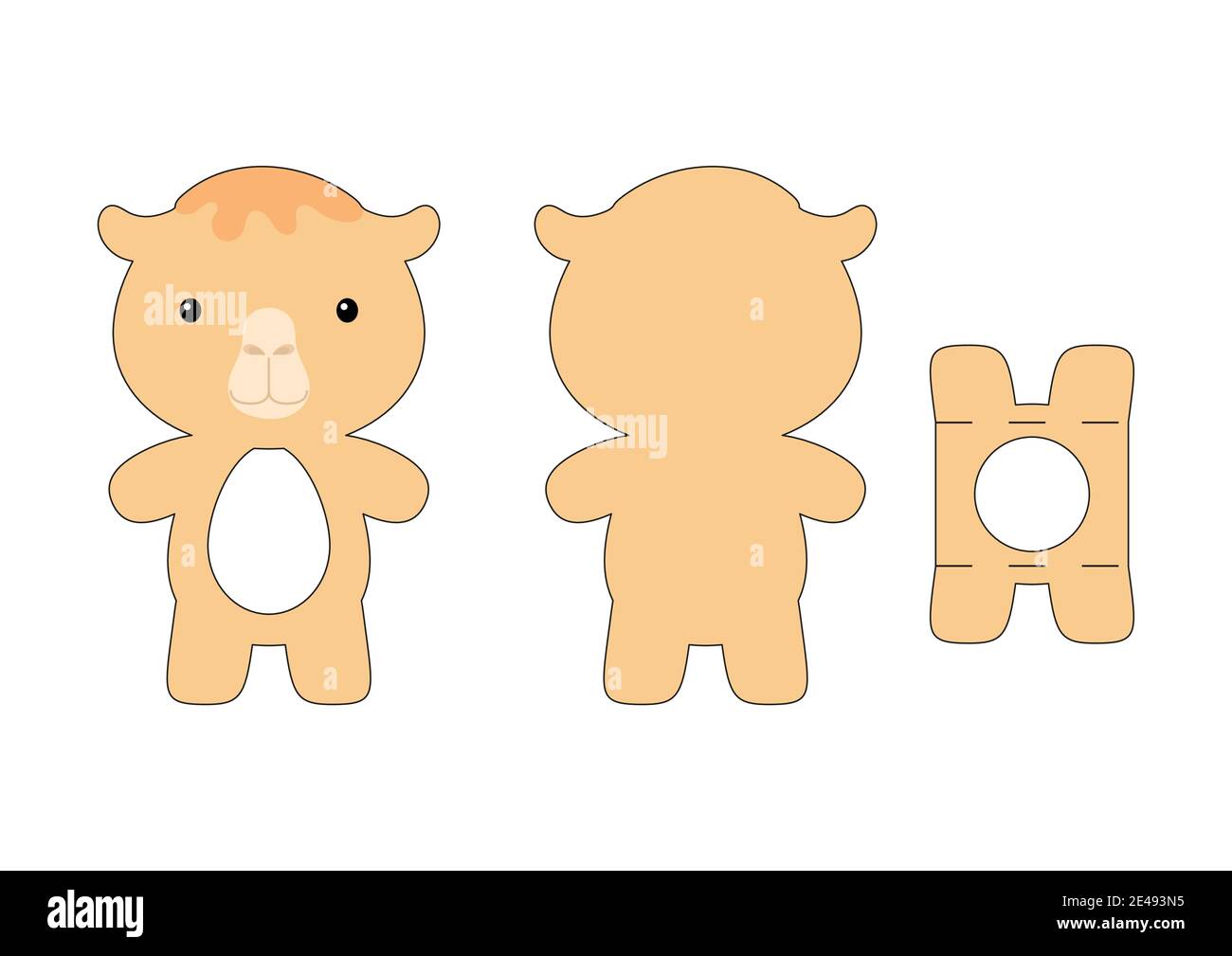 Cute die cut camel chocolate egg holder template. Retail paper box for ...